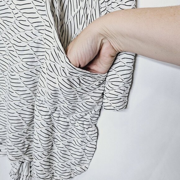 Habitat White & Black Textured Tunic Top With Pockets Womens Medium Lagenlook‎ - Picture 5 of 9